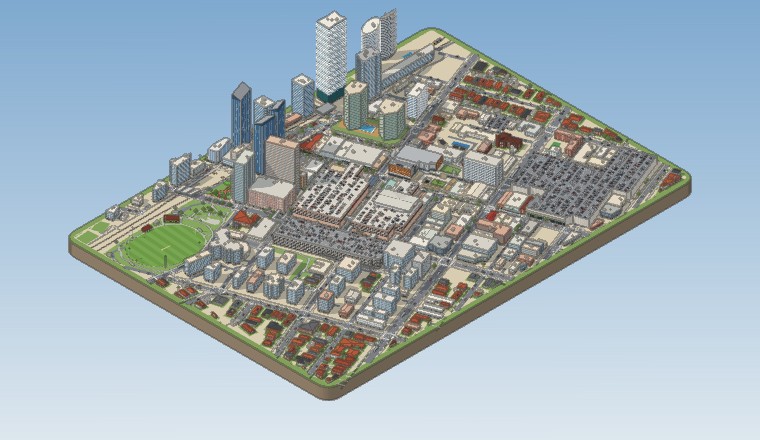 Detailed 3D model of the Chatswood Mall block
